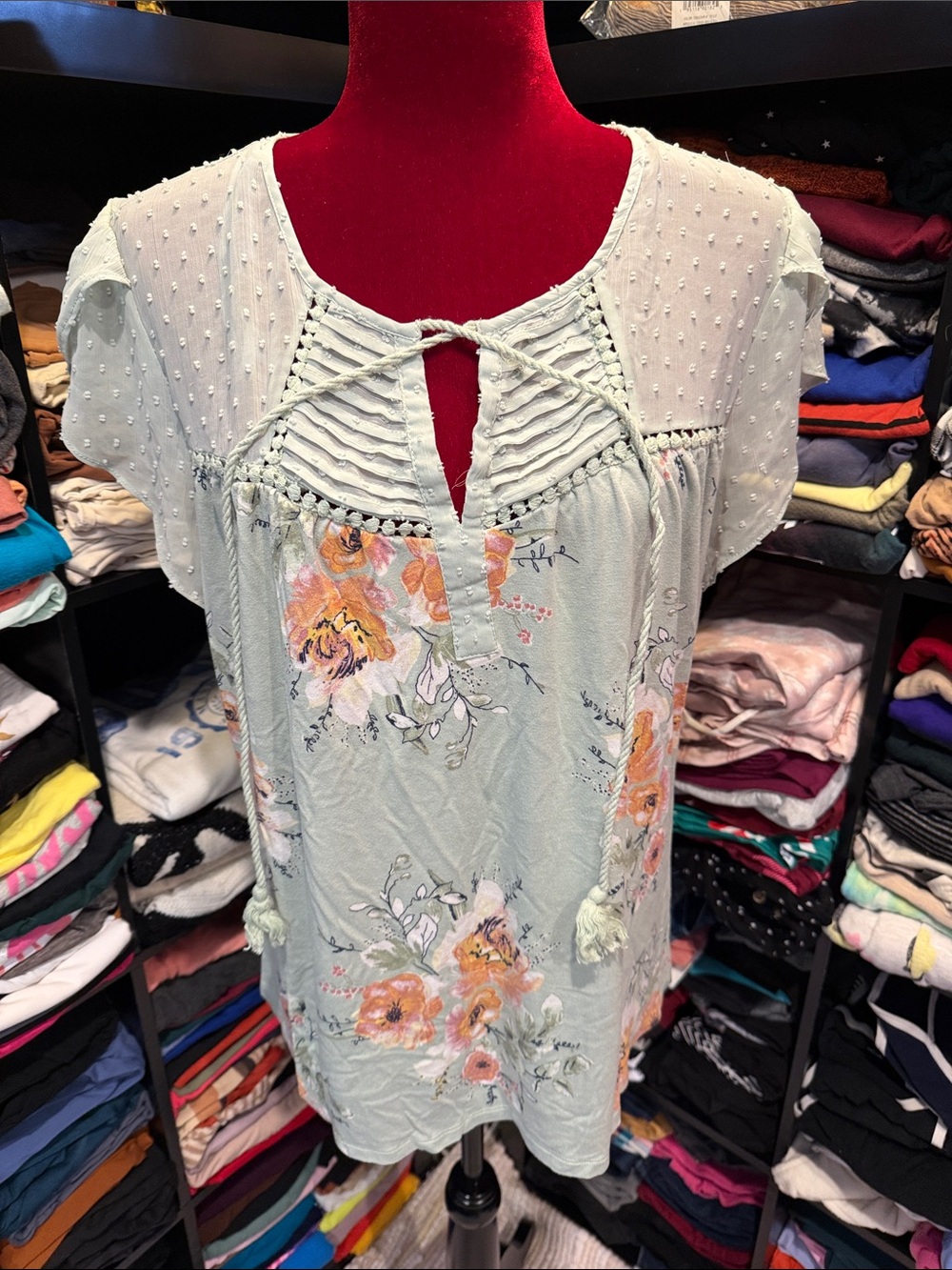 #613🪷Floral blouse. Xl